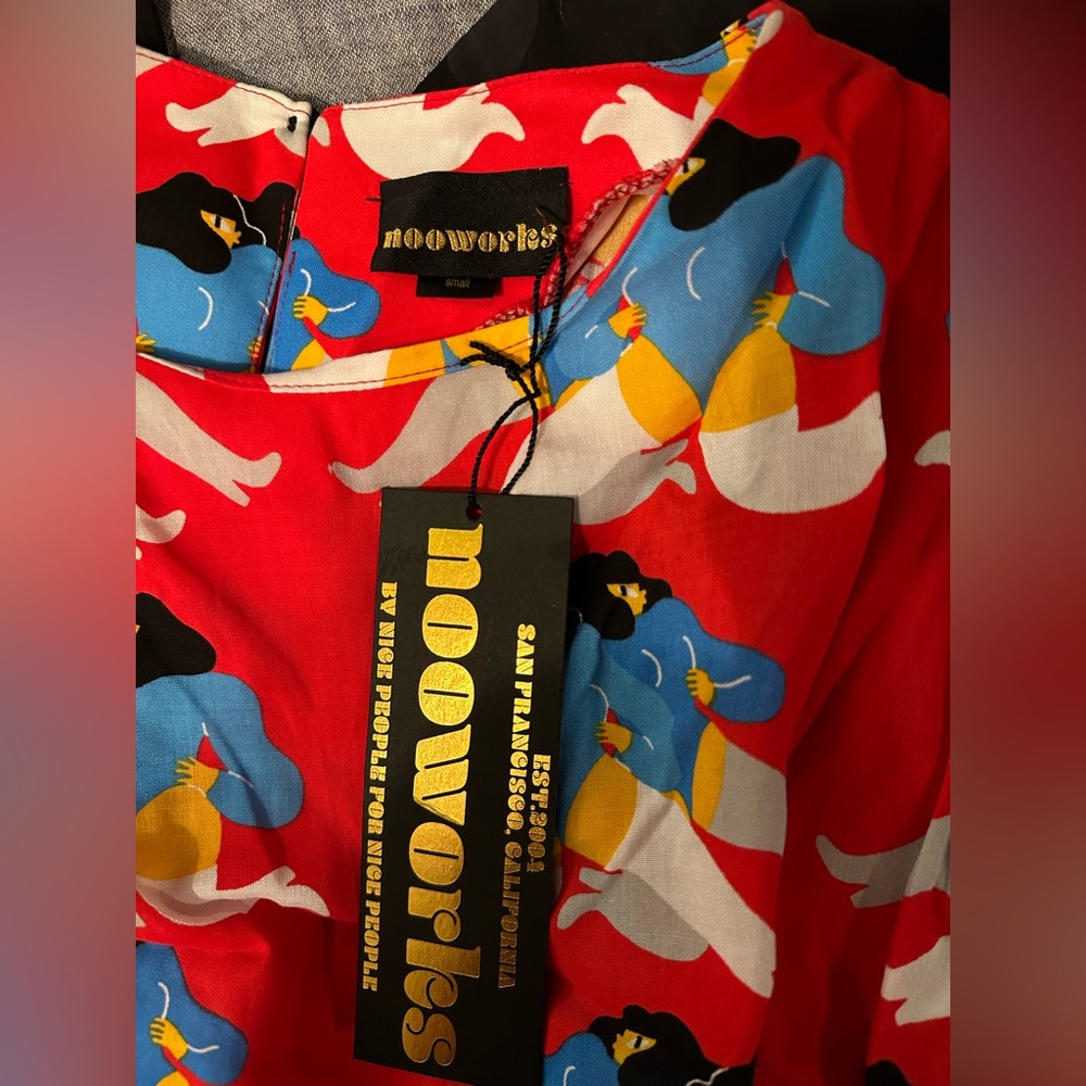 Nooworks Double Ladies Red and Blue Artistic Dress
